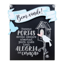 Quadro com Aplique Bem Vindo - Nossas Portas